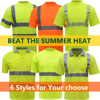 Защитная футболка Hi-Viz, оранжевая светоотражающая футболка с коротким рукавом, летняя сухая посадка, дышащая желтая рабочая футболка hi-vis, бесплатная доставка