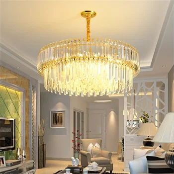 Роскошные люстры TEMAR Gold, современный хрустальный подвесной светильник, домашняя светодиодная лампа для украшения столовой