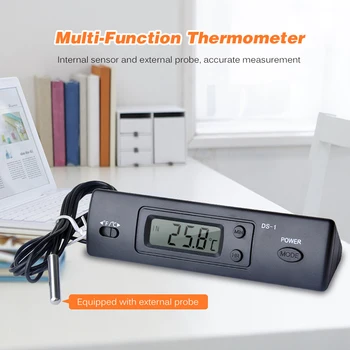 ЖК-цифровой измеритель температуры автомобиля, многофункциональные часы, отображение времени и температуры с внутренним электронным термометром-зондом