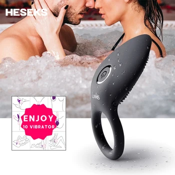 Кольцо для пениса HESEKS, Вибрирующий Стимулятор клитора, Точка G, Задержка оргазма влагалища, Вибратор с тонким рукавом, Секс-игрушки для пары