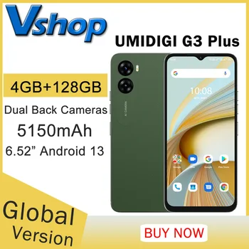 UMIDIGI G3 Plus 4 ГБ + 128 ГБ Смартфон С Двумя Задними Камерами 5150 мАч 6,52 дюймов Android 13 Unisoc T606 4G Глобальная Версия Мобильного Телефона