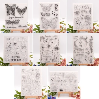 Пасхальный кролик для бабочки Силиконовый прозрачный штамп с печатью DIY для скрапбукинга, Тиснения, Декоративный фотоальбом