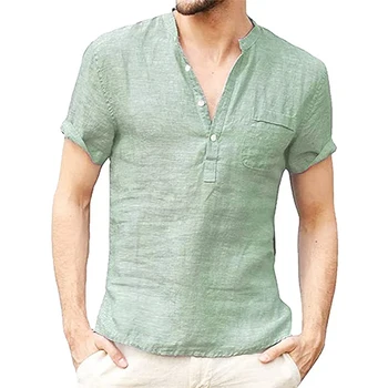 Летняя Новая мужская футболка с короткими рукавами Из хлопка и льна Со светодиодной подсветкой, Повседневная мужская футболка, Мужская дышащая Футболка S-3XL для мужчин