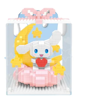 Sanrio Cinnamoroll Kuromi Строительные блоки Hello Kitty Маленький мелодичный пазл Собранные строительные блоки Украшение коробки для торта Melody