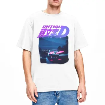 Initial D Neon AE86 Shirt Merch for Men Women из 100% Хлопка Fashion for Male Crewneck Takumi Fujiwara Tofu Store Футболки Одежда