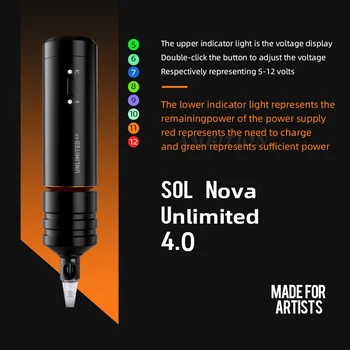 Новая беспроводная татуировочная машинка Sol Nova Unlimited для тату-мастера по боди-арту Swiss Motor Battery