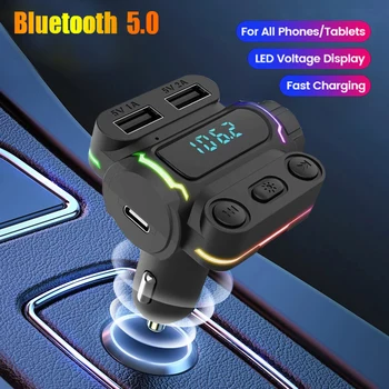 Bluetooth 5.0 FM-передатчик, Громкая связь, Автомобильный радиомодулятор, MP3-плеер PD20W, двойной USB, супер быстрая зарядка, U-диск, TF-плеер для автомобиля