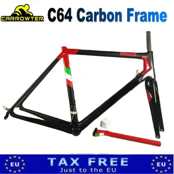 Продажа C64 Carbon Road Frame Велосипед Carbon Fiber Bike Frameset Глянцевый bb386 48/50/52/54 см/56 см