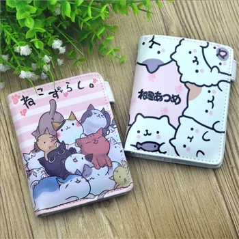 Кошелек с логотипом аниме Neko Atsume для мальчиков и девочек с бутиковой цветной печатью, Короткий кошелек, Новый кошелек для карт