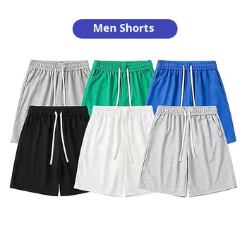 Летние мужские шорты, повседневные спортивные бермуды с вафельным шнурком на талии, короткие джоггеры для бега трусцой
