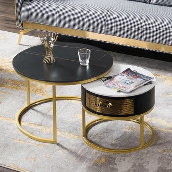 Круглые журнальные столики для маленькой квартиры в скандинавском стиле для домашней мебели, приставной столик в современном стиле для гостиной, диван-консоль с выдвижными ящиками