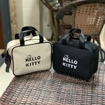 Сумка Sanrio Hello kitty для девочек, картонная холщовая косметичка, сумка для мытья, сумка для ланча, хозяйственная сумка, сумка для хранения, тотализатор