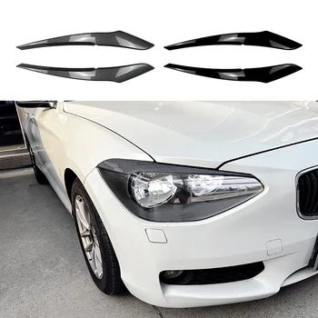 Глянцевая черная автомобильная передняя фара для бровей, лампа для век, наклейка для бровей, подходит для BMW 1 серии F20 F21 2011-2014 Аксессуары