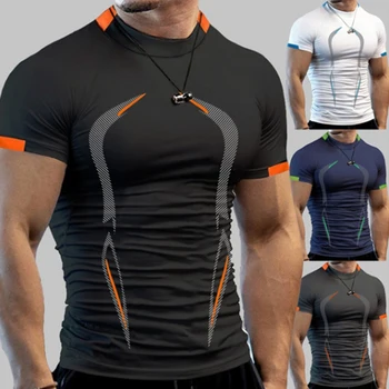 Мужская футболка для спортзала, компрессионные спортивные футболки, мужской топ для фитнеса, бодибилдинга, футбол, футболка для бега, футболки, одежда для спортзала