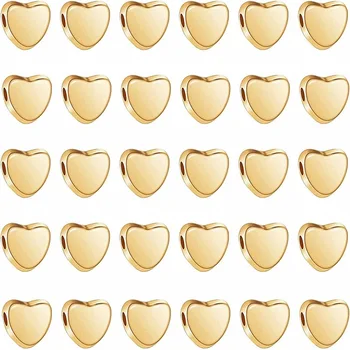 100шт Золотых бусин с пластиковым покрытием, бусины-сердечки для изготовления ювелирных изделий, Аксессуары для браслетов и ожерелий 