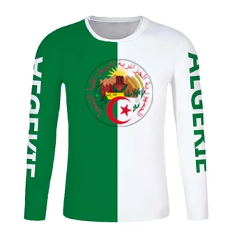 АЛЖИР футболка с длинным рукавом название номер dza футболка ислам сделай сам арабский Алжир арабский принт текстовое слово черный флаг фото одежда