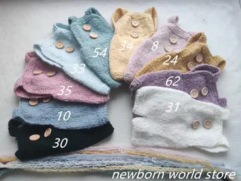реквизит для фотосъемки новорожденных, повязка на голову из эластичной шерсти и мохера, штаны