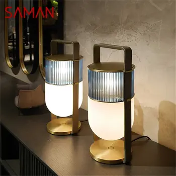 Настольная лампа SAMAN Postmodern Роскошная настольная лампа из скандинавского стекла LED для дома, гостиной, прикроватной тумбочки в спальне