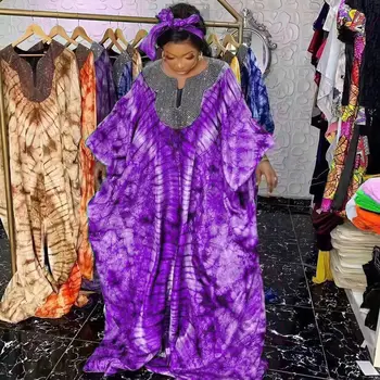 Африканские Платья для Женщин 2023 Традиционное Женское Платье-Кафтан Абайя Мусульманский Халат Африканская Женская Одежда С Головным Убором