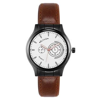 Кварцевые часы для мужчин с кожаным ремешком, модные простые повседневные спортивные универсальные мужские кварцевые часы
