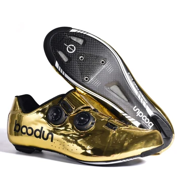 Кроссовки для Шоссейного велоспорта Boodun-Tyrant Gold, Самоблокирующиеся Кроссовки Для Шоссейного Велосипеда, Углеродное волокно, Ультралегкие, Профессиональные Велосипедные Гонки, Новые