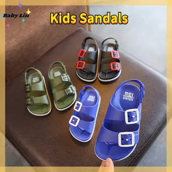 Детские сандалии, Летняя уличная детская обувь, модные легкие мягкие сандалии на плоской подошве для маленьких мальчиков, повседневная пляжная детская обувь для младенцев