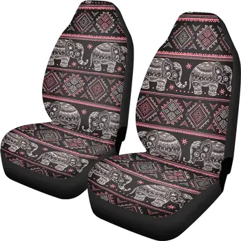 Чехол для автомобильного сиденья Elephant Aztec Red Tribal Pattern Tradition Lotus Стильные чехлы для передних сидений Протекторы для автомобилей SUV 2шт