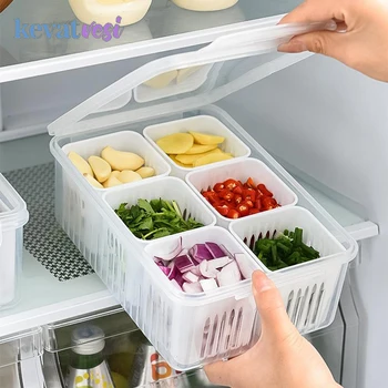 Ящик для хранения в холодильнике, коробка для хранения продуктов, овощей, фруктов, Органайзер для холодильника, сливная корзина для хранения кухонных принадлежностей