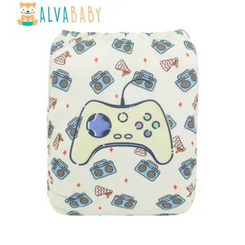 Тканевый подгузник ALVABABY с цифровым позиционированием Baby для мальчиков и девочек Многоразовый тканевый подгузник со вставкой из 1 шт.
