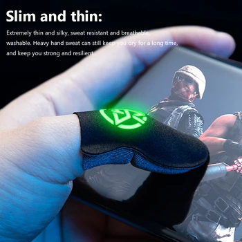 1 Пара чувствительных перчаток для большого пальца с сенсорным экраном, дышащих, защищающих от пота, светящихся перчаток для большого пальца, противоскользящих для PUBG Mobile