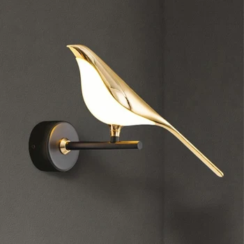 Настенный светильник Postmodern Bird led в скандинавском золочении, акрил, прикроватная тумбочка для спальни, настенное бра, прихожая, проход, лестница, настенный светильник