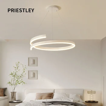 Современная спиральная люстра черного / белого цвета для гостиной, столовой, кухни, люстры круглой формы, светильники для освещения помещений