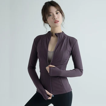 Новая осенняя одежда для йоги с длинными рукавами, женские быстросохнущие спортивные куртки на молнии, профессиональные куртки для бега и фитнеса