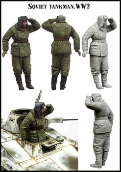 Неокрашенный комплект 1/35 стоящий советский экипаж № 3 (1 фигурка)   Миниатюрный гаражный набор для фигурки из смолы