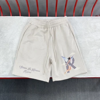 23ss Мужские летние хлопчатобумажные шорты с принтом Ангела, Европа, США, Унисекс, средние штаны для бега, плавки для бега трусцой