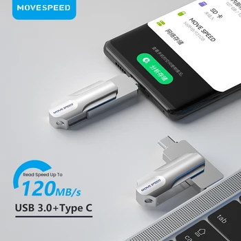 MOVESPEED USB Type C Флэш-Накопитель 3,0 2 в 1 Флеш-Накопитель 512 ГБ 256 ГБ 128 ГБ 64 ГБ USB Флэш-Накопитель OTG Pendrive для Смартфонов ПК