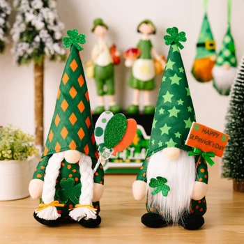 Украшения Patricks Day Gnomes Скандинавские Tomtes Nisse Dot Star Безликие Ирландские украшения Patricks для домашнего стола