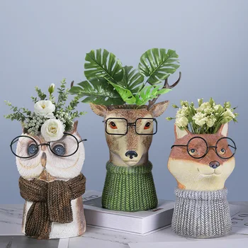 Cartoon Animal Flower Pot Animal-shaped Flower Pot Garden Owl Deer Flower Pot Home Interior Decoration macetas ваза для цветов