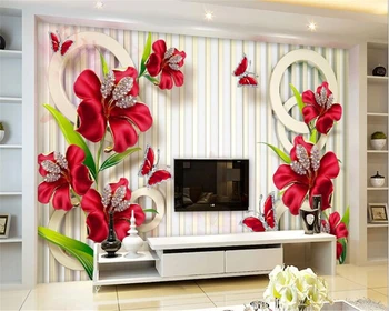 Beibehang Пользовательские обои высокой четкости новые изысканные трехмерные ювелирные изделия цветок ТВ фон фреска 3d обои для стен