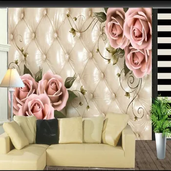 wellyu Изготовленная на заказ большая фреска гостиная 3D имитация мягкой упаковки розы ТВ фон обои papel de parede para quarto