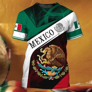 Мексика Футболки Мексиканский Флаг Эмблема Орел 3D Принт Уличная Одежда Женщины Мужчины Повседневная Мода Негабаритная Футболка Детские Футболки Топы Одежда