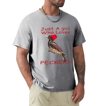 Забавная футболка Just A Girl Who Loves Peckers, летние топы, футболки с графическим рисунком, летняя одежда, комплект мужских футболок
