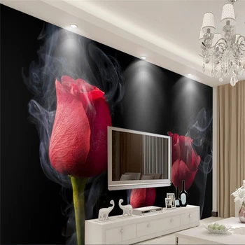 beibehang smoke red rose Обои для телевизора на заднем плане для стен 3d-гостиная papel wall murals-обои для домашнего декора с 3D-покрытием для пола