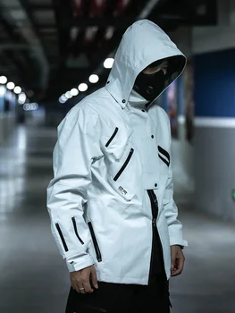Водонепроницаемая тактическая штормовая куртка Enshadower 21aw белый черный с множеством карманов, система переноски на груди, molle techwear warcore