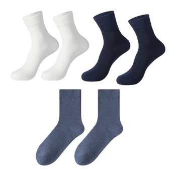 3 пары деловых Однотонных Модных Повседневных Эластичных Дышащих Весенне-осенних мужских носков на каждый день в ассортименте, подарок одного размера, впитывающий пот