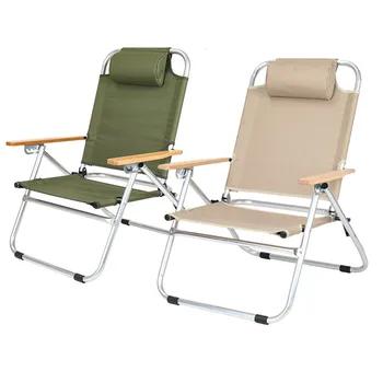 Походное кресло с подушкой Длинное кресло для отдыха Складное Регулируемое портативное кресло для рыбалки, кресло для сна