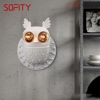 Настенный светильник SOFITY Contemporary Owl White LED Creative Sconce, декоративное освещение для гостиной, спальни, офиса
