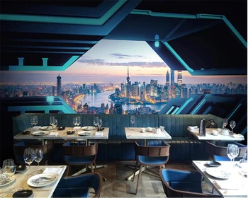 beibehang Индивидуальные городские ночные пейзажи расширение пространства фото бар офис ресторан обои papel de parede papier peint