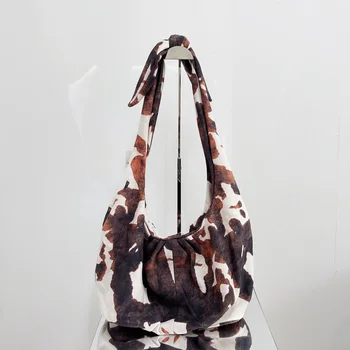 2023 Новая Винтажная сумка через плечо с леопардовым принтом, большая вместительная Нейлоновая сумка через плечо, высококачественные сумки для покупок с рисунком Зебры для клецек