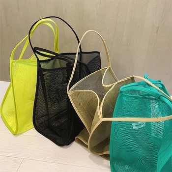 2023, новая модная сумка из прозрачной сетки ins wind, модная легкая и универсальная портативная сумка для покупок большой емкости, пляжная сетчатая сумка